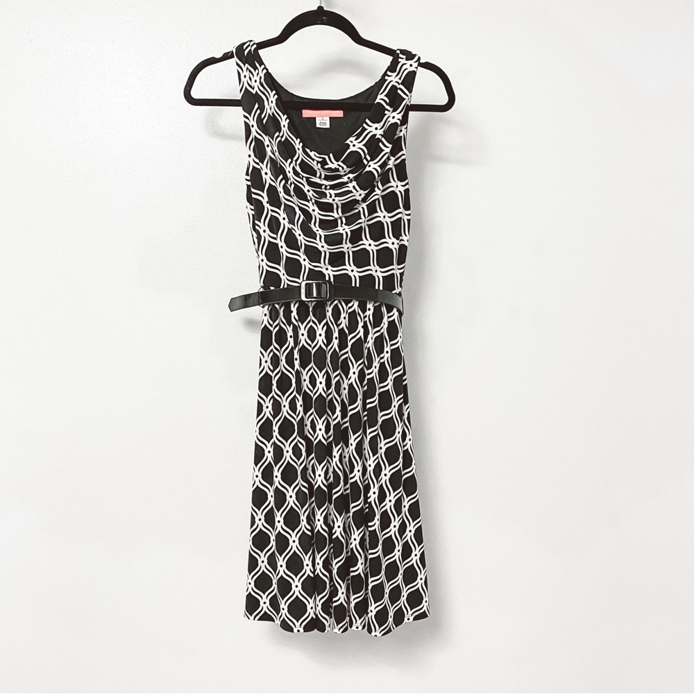 Maggy Boutique Sleeveless Winter Holiday Draped Neck Belted Mini Dress Black